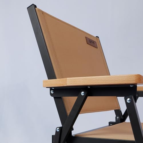 喜马拉雅 Lightweight Folding Camping Chair, Gravel Brown Aluminum Outdoor Beach Chair with Solid Wood Armrest, Portable Collapsible Fishing Chair for Hiking Beach Backpacking Lawn Picnic (2)