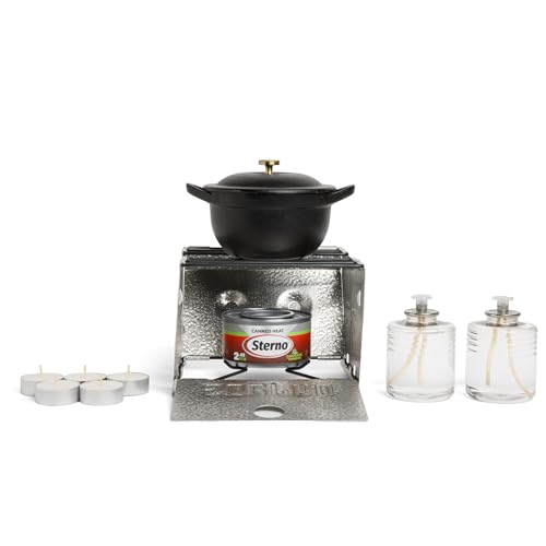 Sterno Emergency Preparedness Kit – Portable Stove, Liquid Wax Candles, Tealights – Supplies for Indoor & Outdoor Cooking & Lighting for Power Outages, Camping & Disasters
