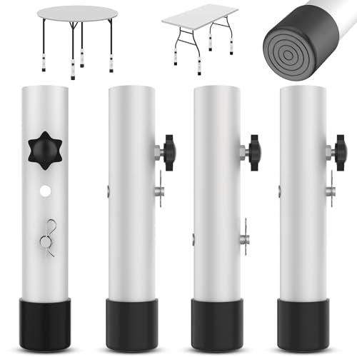 Table Leg Extenders White, Highly Durable Steel Folding Table Leg Risers, Table Leg Extensions Fits Straight & Bent Legs Table Height Extender for Rise Card Table 3.6/5.2 Inch Wobble-Free - size: White- 2-LEVEL Adjustable