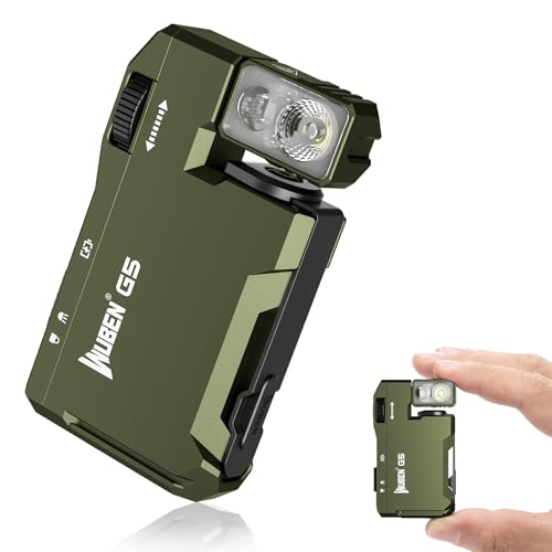WUBEN G5 Rechargeable EDC Flashlight, Powerful RGB Flashights, 400 Lumens Portable Flat Mini Flashlights, IP65 Waterproof Multi-Mode Magnetic Small Keychain Flashlight for Camping, Emergency (Green) - color: Green