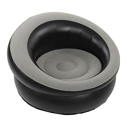 Luqeeg Inflatable Couch, Flocking Air Sofa Inflatable Sofa Chair Blow Up Couches Inflatable Lounge Chair for Bedroom Office Backyard Balcony Camping Travel (Grey) - color: Grey