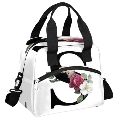 Letter S Insulated Lunch Bag for Women Men Reusable Waterproof Lunch Box Cooler Tote Bag One shoulder portable meal bag Portable Adult Lunchbox for Work Picnic Hiking Beach - color: Letter S