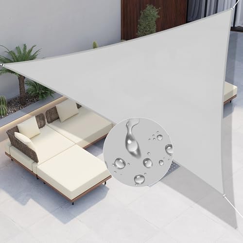Windscreen4less 5'x5'x5' Waterproof Sun Shade Sail Triangle Shade Canopy Cover UV Block for Backyard Patio Deck Balcony Pergola Garden (Light Gray) - color: Light Gray, size: 5' x 5' x 5'