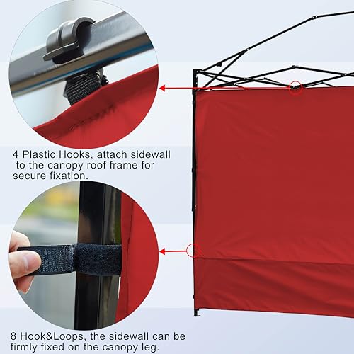 Canopy Sunwall Sidewall Gazebos Tent Waterproof for 10x10ft Pop up Canopy Straight Leg Gazebos Outdoor Instant Canopies 1 Pcs Red Canopy Sidewall Only - color: Red, size: 10x10(1pcs)