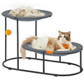 Feandrea 2-Tier Elevated Cat Hammock Bed, Breathable Furniture for Multi-Cat Households Indoor and Outdoor, with Removable Washable Mesh, Steel Frame, for Summer, Dove Gray UPCB012G01 - size: 32.6"l X 16.5"w X 20.9"h, style: 2 Tiers
