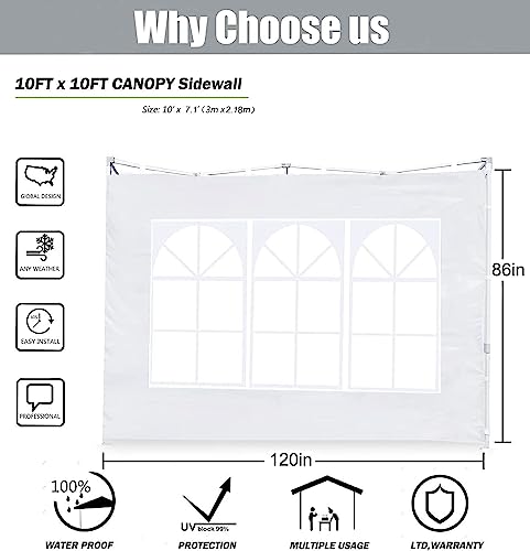 SCOCANOPY SideWall with Window for 10x10 Canopy Frame, 2 Pack SunWall Only,Beige - color: beige, size: 10X10