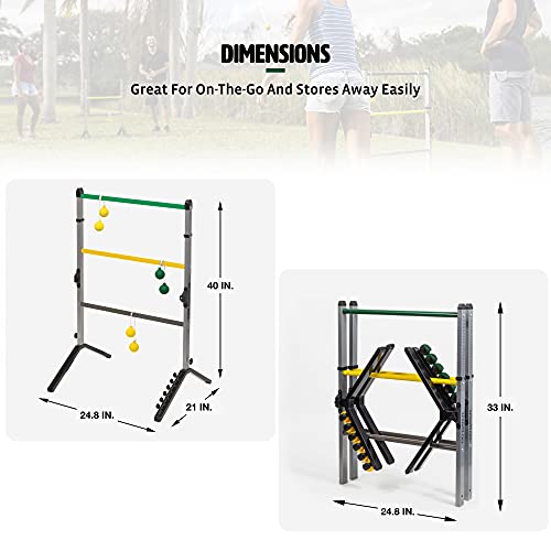 EastPoint Sports Go! Gater Premium Steel Ladderball Set - Features Sturdy Steel Material, Built-in Scoring System, Complete with All Accessories - color: Grey/Yellow