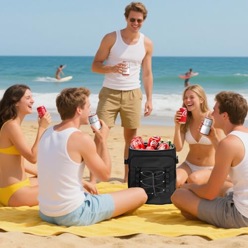 MIYCOO Cooler Backpack - 40 Cans Insulated Backpack Cooler for Men & Women, Portable 2 Leak Proof Compartments Coolers Bag for Beach Travel Picnic Lunch Hiking BBQ Camping - color: Black