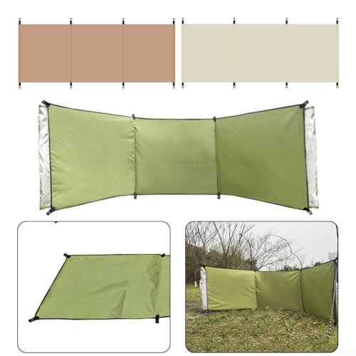 Camping Windscreen 210D Oxford Portable Wind Blocker for Outdoor Cooking BBQ Picnic Hiking, Privacy Screen with Ground Spikes Ropes Storage Bag, Green Yellow(yellow（no pole）) - color: yellow（no pole）