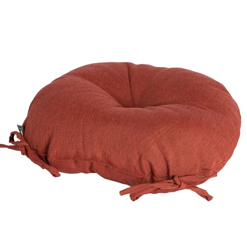 Magpie Fabrics Outdoor 15"x15"x4" Round Bistro Seat Cushions with Ties Set of 2, Tufted Waterproof Patio Floor Chair Pads for Home Garden Balcony Kitchen Office Porch, Dark Red - color: Dark Red