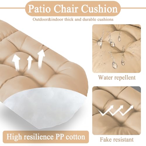 Adirondack Chair Cushion, Thick Indoor/Outdoor Rocking Chair Cushion with High Elasticity PP Cotton, Fade-Resistant, 44'x19'x4 - color: Khaki