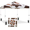 EAGLE PEAK Pop Up Canopy Tent with Wheeled Carry Bag, 8 Stakes, 4 Ropes, 4 Weight Bags, Easy Set Up Tent Canopy, 10x10 ft, 100sqft of Shade, Brown Cow Print - color: Brown Cow Print, size: 10x10