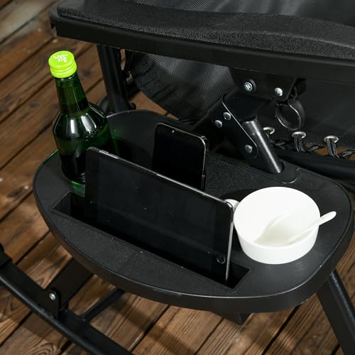 Outsunny Set of 2 Outdoor Rocking Chairs, Foldable Reclining Zero Gravity Lounge Rocker with Pillow, Cup & Phone Holder, Combo Design with Folding Legs, Black - color: Black, size: 2 Packs