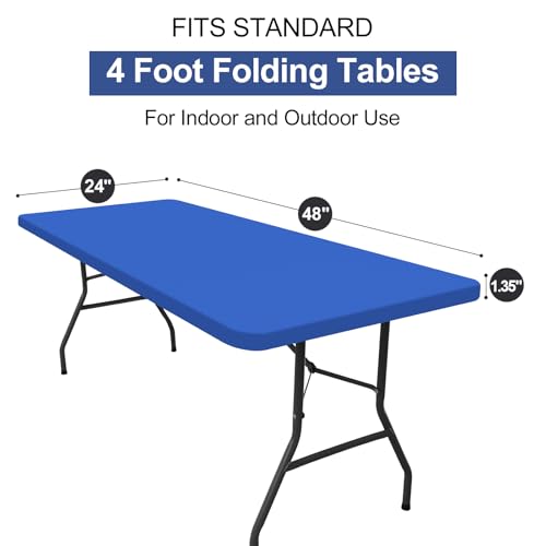 homing Rectangle Table Cloth Cover, Waterproof Polyester Elastic Fitted Tablecloth, Fits for 4 Foot Folding Tables, Washable Table Protector for Picnic, Camping, Outdoor (Blue, 24" x 48") - color: Blue, size: 48" x 24" (Rectangular)