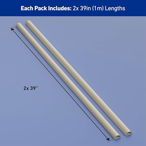 D-Line Half Round Cord Hider, Patented Cable Cover, Hide TV Wall Mount Wires, Raceway for Cords, Decorative Wire Covers, Paintable, Adhesive Cable Concealer - 2X 1.18in W x 0.59in H x 39in L - Beige - color: Beige, size: 1.18x0.59in - 2x 39in