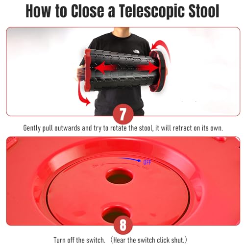 Doseno Upgraded Foldable Stool Thickened, Portable Collapsible Stool Retractable Stool for Fishing, Hiking Tours, BBQ, Parties, Outdoor Activities (Red, 1pack) - color: Red, size: 1pack