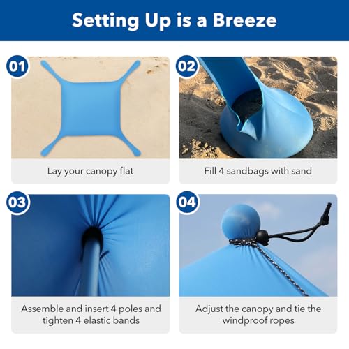Beach Canopy Tent with UPF50+ Protection Sun shelter Umbrella Portable Camping Tents 12X12FT Include Beach Blanket Phone Case with Sandbags Poles Anti-Wind Ropes for Beach Camping Backyard Picnics - style: 12x12FT with 79" X 118"beach blanket
