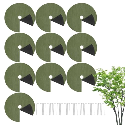 Tree Mulch Ring - Porous Growth, Permeable Shield Disc, Breathable Foundation Plate, Circular Underlay Layer | Effective Farm Maintenance Tool for Fence Farm & Professional Forestry Care - color: Green