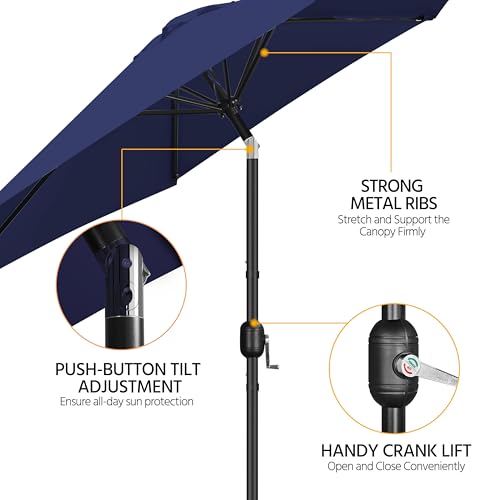 Yaheetech 2 Pack 9FT Outdoor Patio Umbrella Outdoor Table Umbrella w/Push Button Tilt & Crank, Yard Sun Shade UV Protection Waterproof for Pool, Market, Terrace, Beach, Outdoor Restaurant, Navy Blue - color: Navy Blue, size: 9FT