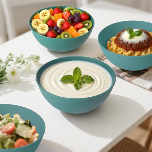 40 OZ Wheat Straw Bowl Sets, 6 PCS Unbreakable & Lightweight Salad Bowls, Microwave & Dishwasher Safe, BPA-Free, Kitchen Bowl Set for Serving, Soup, Oatmeal, Fruit, Noodles, Green - color: Green, size: 40 Oz