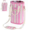 BLUBYEES 2-Bottle Insulated Wine Carrier Tote - Leakproof Padded 900D Oxford Wine Cooler Bag for Travel, Picnics, Beach & Parties - Ideal Wine Gift for Wine Lovers - color: Sakura Pink