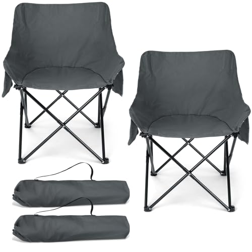 HaSteeL Camping Chair for Adults, Compact Folding Portable Chairs Set with Side Pockets for Outdoors Fishing, Hiking, Backpacking, Picnic, Beach, Travel, Supports to 250lbs, & Storage Bags (Grey) - color: Grey