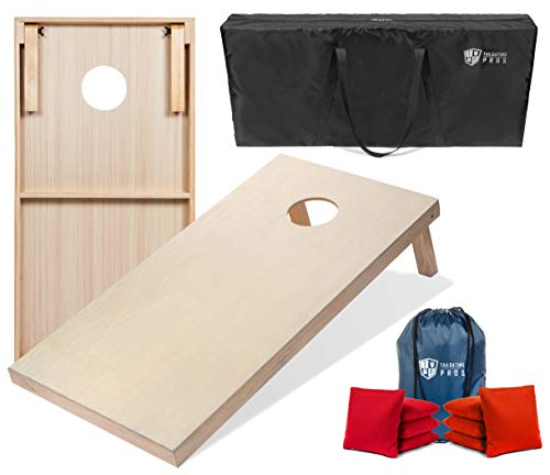 Tailgating Pros Cornhole Boards - 4'x2' & 3'x2' Cornhole Game w/Carrying Case & Set of 8 Corn Hole Bags - 150+ Color Combos! Optional LED Lights - color: Black / Baby Blue, size: 3'x2' Boards