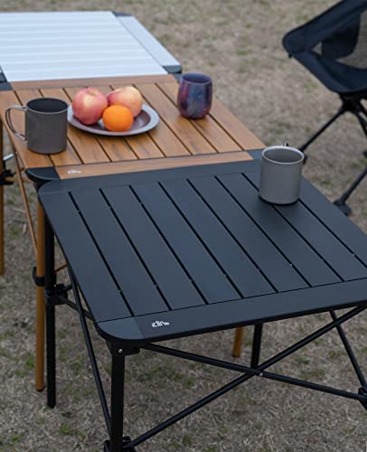 iClimb Lightweight Stable Alu. Folding Square Table Roll Up Top with Carry Bag for Camping Picnic Backyards BBQ Camp Kitchen (Black, L) - color: Dark Black, size: Large
