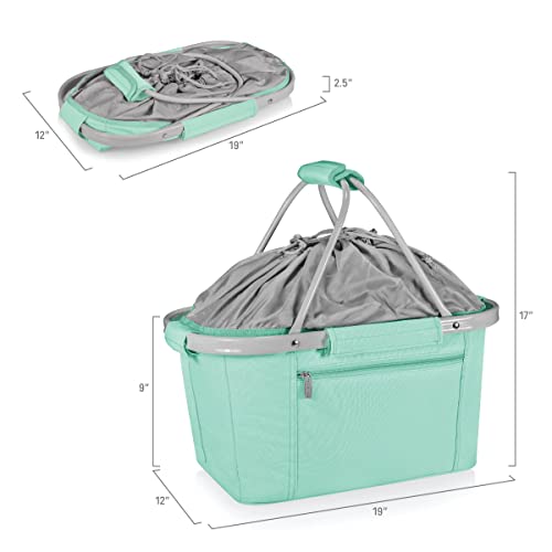 Picnic TIME Metro Shopping Basket Cooler, Insulated Collapsible Picnic and Market Basket with Aluminum Frame and Drawstring Top for Travel and Groceries - color: Disney Princess the Little Mermaid - Teal