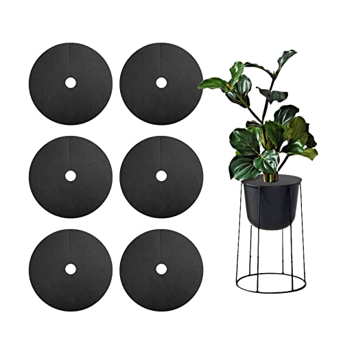 6 Pack 12 inch Non-Woven Tree Mulch Ring, Tree Weed Barrier Mat, Tree Protection Weed Block Mulch Landscape Fabric Plant Cover for Weed Control