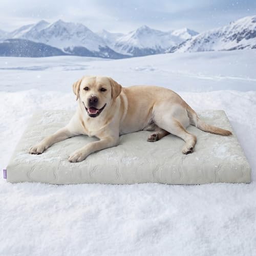LE SURE Cooling Dog Bed, XXL Q-Max>0.5 Cooling Mat with Removable Washable Cover, Breathable Orthopedic Egg Crate Foam Non-Slip Summer Pad for Extra Large Active/Senior/Long-Haired Pets, 47x29 Inch - color: Cooling Gray, size: 47x29x3.5