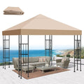 10x10 Gazebo Canopy Replacement Top, 300D High-Density Waterproof Single Layer Gazebo Cover with Heavy Duty Sun Shade Canopy, Folded UV Blocking Canopy Roof for Outdoor Patio Garden Tent Top (Khaki) - color: Khaki