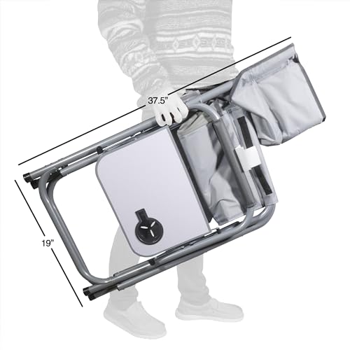Zenithen Portable Outdoor Director's Folding Chair with Side Table Perfect for Sporting Events, Outdoor Activities, Camping, Patio Furniture, and Relaxing, Light Grey - color: Silver