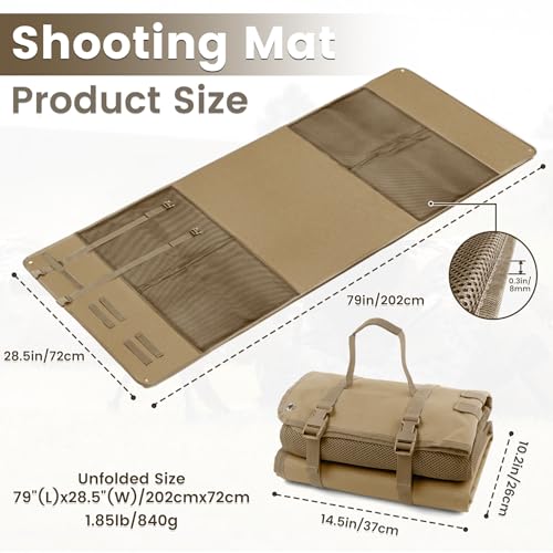 Shooting Mats Prone Padded,Extra Large Tactical Training Shooting Mat for Range Shooting & Hunting, Compact Foldable Water-Resistant Anti-Slip Base with Carry Strap Hunting Mat - color: Khaki