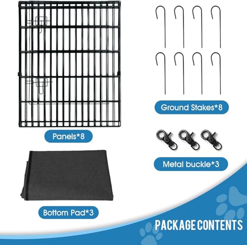 Pet Playpen Dog Pen Foldable Dog Exercise Fence 8 Panels 30 Inch Kennels Pet Playpen Options Ideal for Pet Medium Animals Outdoor Indoor (Playpen with Top Cover) - style: 24'' x 30'' with Top cover