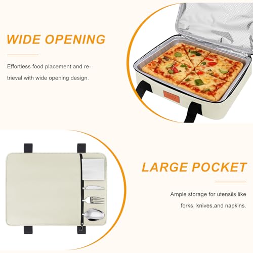 BBV Insulated Casserole Carrier for Hot or Cold Food, Food Warmer Bag Fits 9"x13" Baking Dish, Durable Nylon Leak Proof Food Containers for Travel, Potluck, Parties, Picnic, Cookouts (Beige) - color: Beige