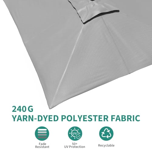 9ft Outdoor Patio Umbrella Heavy Duty 8 Ribs, Waterproof UV Protection Sun Shade with Crank Lift & Push Button Tilt, Outdoor Umbrella for Deck, Pool, Garden, Backyard, Lawn - color: Gray&Square, size: 10FT Roman