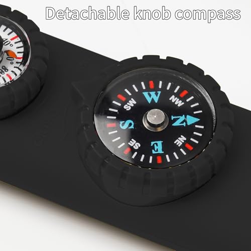 Multifunctional Survival Emergency Whistle for Kids with Compass Hiking Survival, Thermometer & Neck Lanyard | Emergency Safety Gear for Hiking, Camping, Kayaking, Boating, Climbing - color: obsidian black2pcs