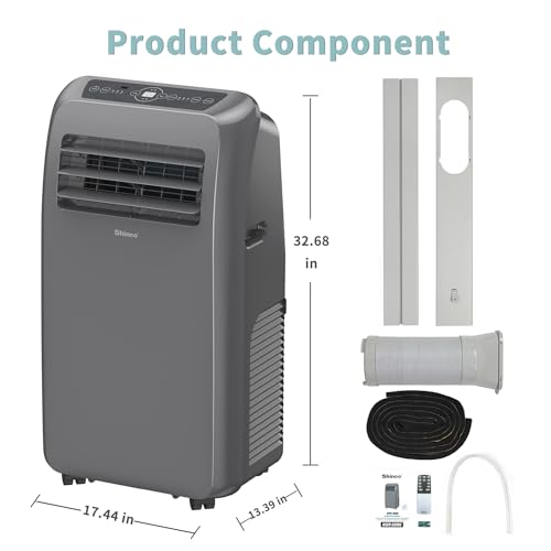 Shinco 10,000 BTU Grey Portable Air Conditioner - 3-in-1 Cool/Dehumidifier/Fan for Rooms Up to 400 sq.ft, Remote Control & 24H Timer, Compact AC Unit for Bedroom/Office - color: SPF2-Grey-Standard, size: 10000 BTU