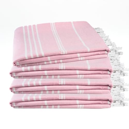 Cotton Turkish Beach Towel with Towels Oversized 36"x72" Pool Absorbent Extra Large Quick Dry Sand Travel Towel (Peony Plush, 4 Pack) - color: Peony Plush, size: 4 Pack