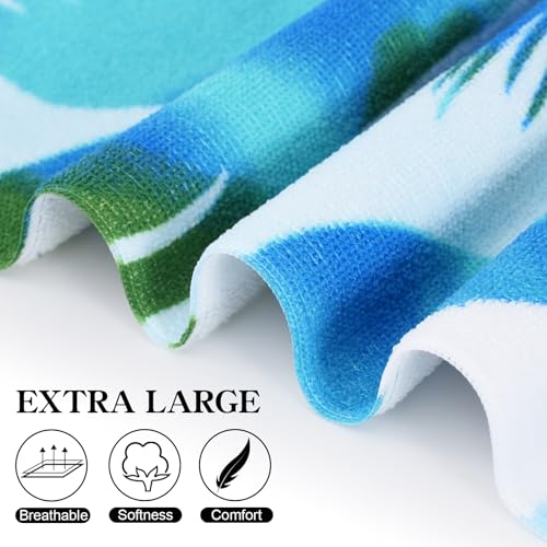 Oversized Terry Beach Towel 36 x 72 in Soft Extra Large XL Big Pool Swimming Towels for Adults Clearance Blanket Travel Essentials Cruise Accessories Must Haves Vacation Stuff Lounge Chair Cover Palm - color: Plam Green