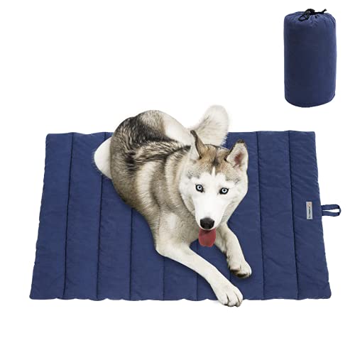 CHEERHUNTING Outdoor Dog Bed, Waterproof, Washable, Large Size, Durable, Water Resistant, Portable and Camping Travel Pet Mat - color: Dark Blue, size: Large