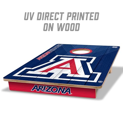 YouTheFan NCAA 2’ x 3’ Wood Cornhole Game with Logo Bags - color: Arizona Wildcats, size: 2' X 3'