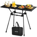 FUNYKICH 3ft Aluminum Roll Up Camping Table(L35''xW16''), 4 Height Adjustable Ultralight Folding Camp Table Up to 28'', Portable Tables with Carry Bag for Camping, Picnic, BBQ, Party, Backyard, Beach - size: Aluminium tabletop-35''x16''x(28/24.8/26.4/20''