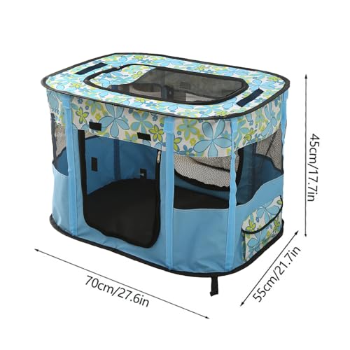 Foldable Pet Playpen, cat playpen, Puppy Play Pen for Indoors (Medium, Blue)