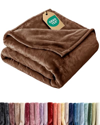 Ultra Soft Fleece Blanket Queen Size - Flannel Fleece Luxury Queen Blanket - Lightweight for Couch Bed Chair - Thick, Warm and Breathable - All Season Cozy Fuzzy, Anti-Static Microplush Bedding, Brown - color: 10 - Brown, size: Queen (90" x 90")