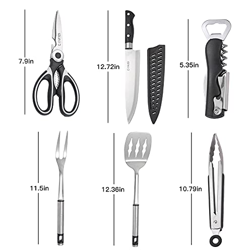 Camping Cookware Storage Bag - Camping Cooking Utensils Set Bag Camping Tool Portable Storage Bag Suitable for Knife, Fork, Spoon, Chopping Board, Chef's Knife,Kitchenware Storage - color: Black
