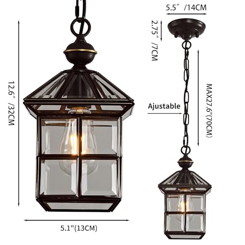 Milaii Mi Copper Outdoor Pendant Light 12.6in Exterior Hanging Porch Lights Oil Rubbed Bronze Waterproof Outdoor Chandelier Anti-Rust for Patio Entry Hallway - color: Bronze