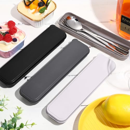 Yinkin 4 Pack Portable Travel Utensils Set with Case Reusable Stainless Steel Silverware Flatware Camping Cutlery Include Fork Spoon Knife for Work School Dishwasher Safe(Classic Color) - color: Classic Color