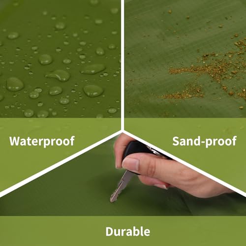 Frelaxy Pocket Picnic Blanket, Waterproof Sandproof Beach Mat, Compact Camping Tarp for Festivals, Hiking, Travel, Outdoor Recreation (Army Green, 57'' x 60'') - color: Army Green, size: 57'' X 60''